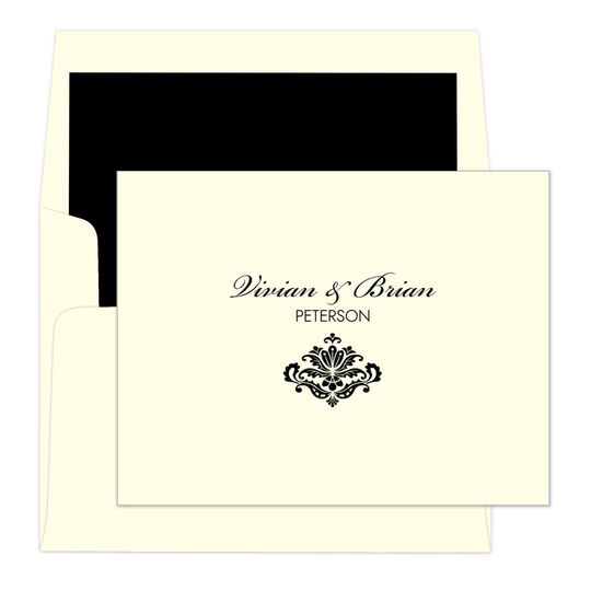 Simply Ornate Folded Note Cards - Raised Ink